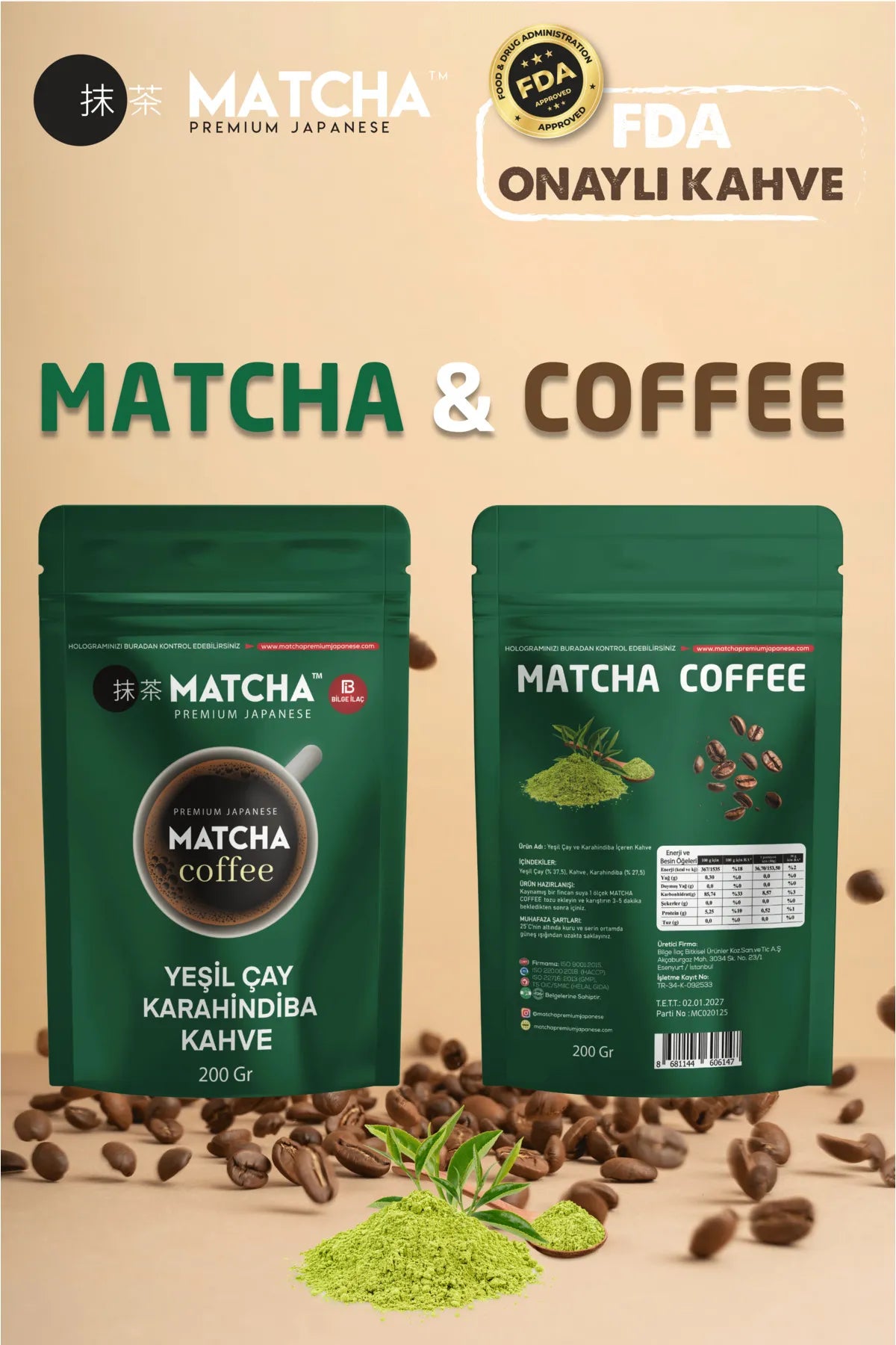 Matcha Premium Japanese Kahve Ve Yeşil Çayın Buluşması
